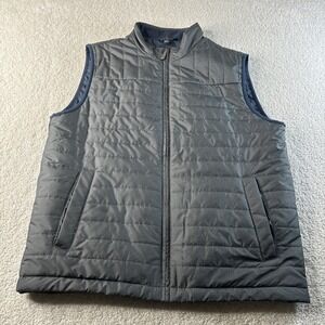 Brooks Brothers Vest Men's Medium Gray Houndstooth Quilted Puffer Zip PrimaLoft
